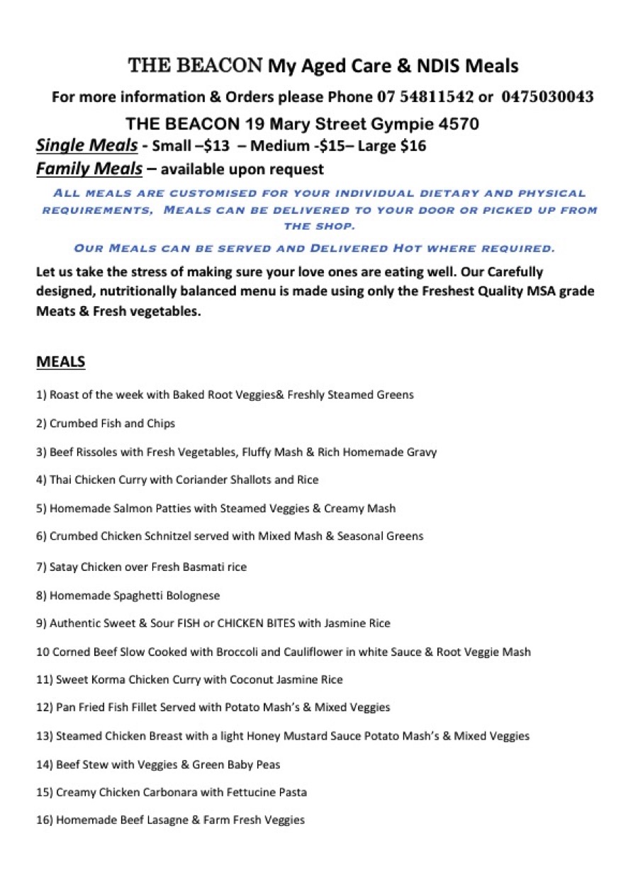 light and easy ndis menu